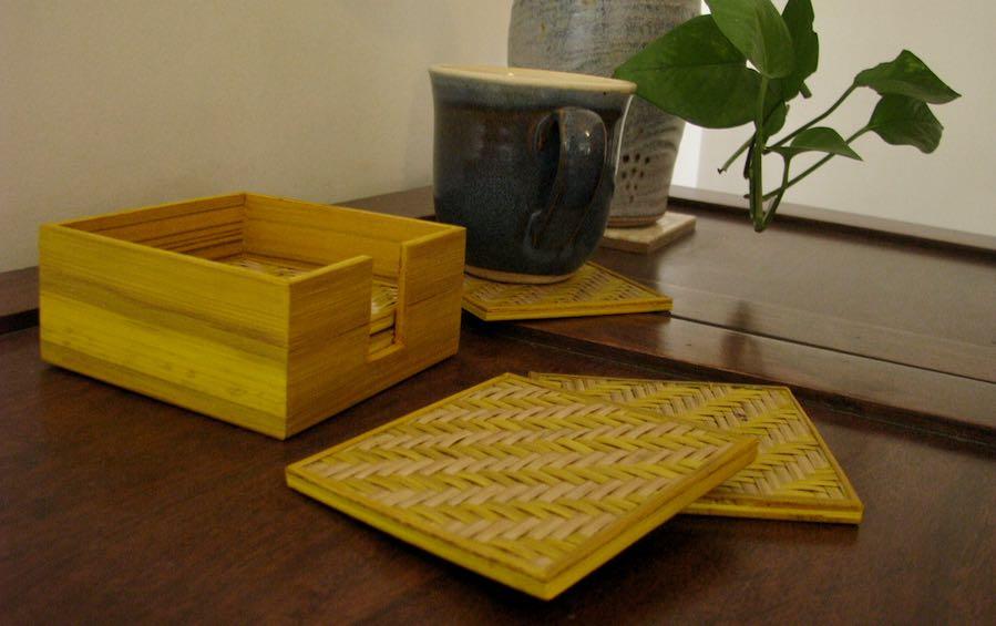 BAMBOO SQUARE COASTERS - Set of 6 - Coasters - indic inspirations