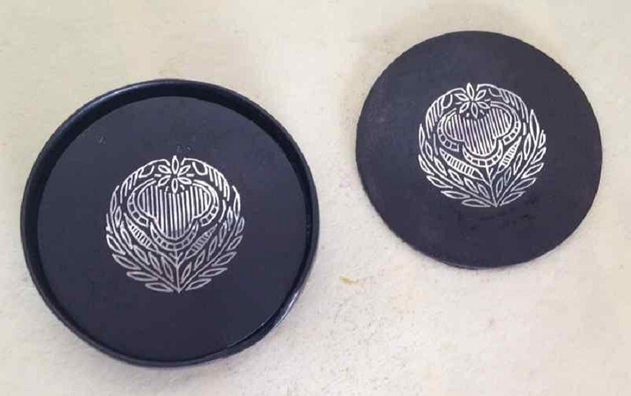 BIDRI TEA COASTER- Circular - Coasters - indic inspirations