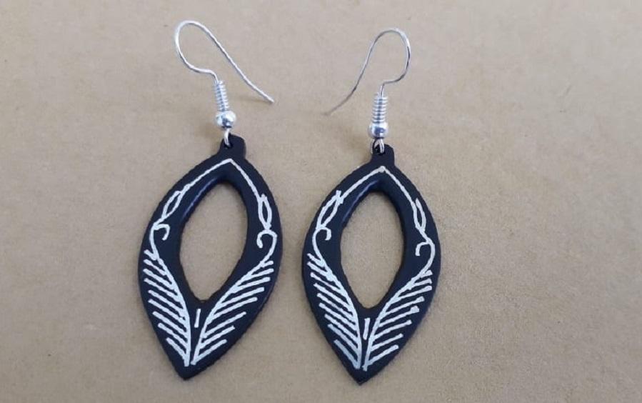 Black Silver Earrings with Bidri Work - Curvy - Earrings - indic inspirations