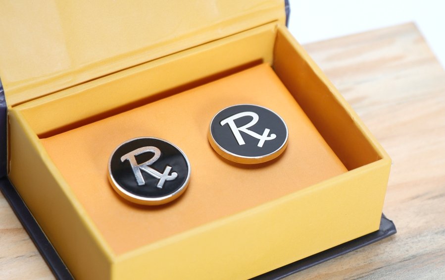 Black+Silver Rx Cuff Links for Doctors - Cufflinks - indic inspirations