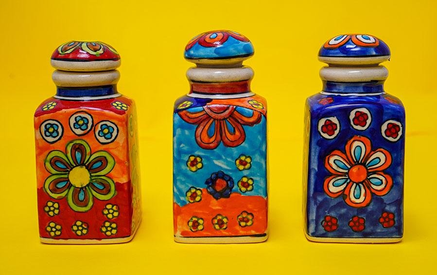 Blue Pottery Barni Set of 3 - Storage Jars - indic inspirations