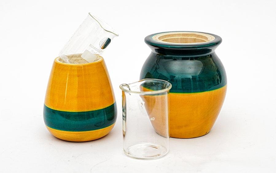 Blue & Yellow - Hydroponics Set - 2 vases - vases - indic inspirations