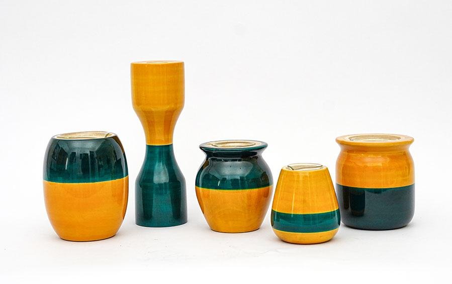 Blue & Yellow - Hydroponics Set - 5 vases - vases - indic inspirations