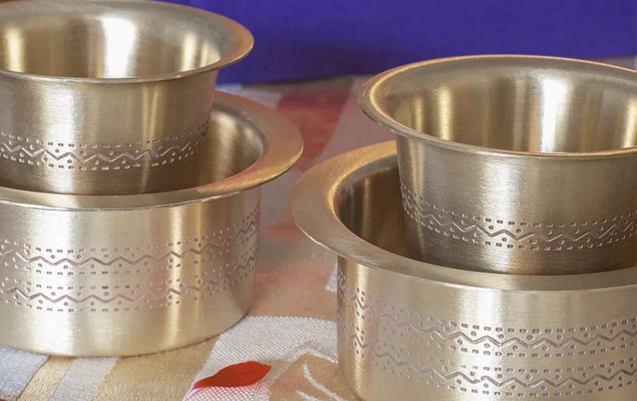 Brass Davara - Set of 2 - Tumblers - indic inspirations