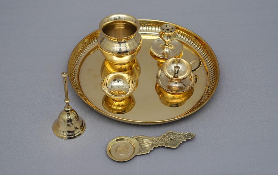 Buy Diwali Pooja Thali Brass Set, Pooja Thali Set - Indic Inspirations –  indic inspirations