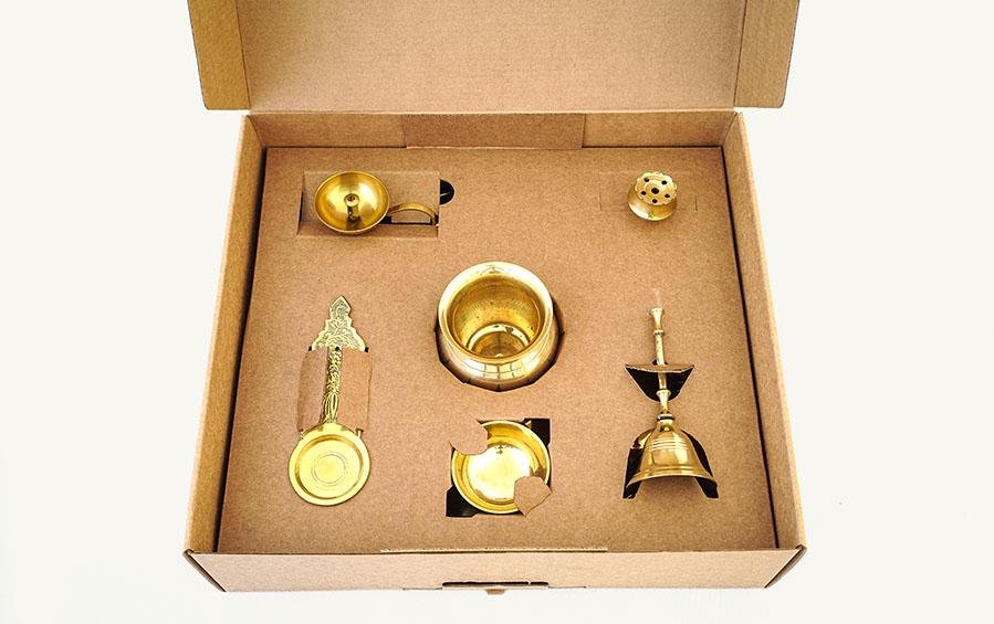 Brass Pooja Thali Set - Pooja Essentials - indic inspirations