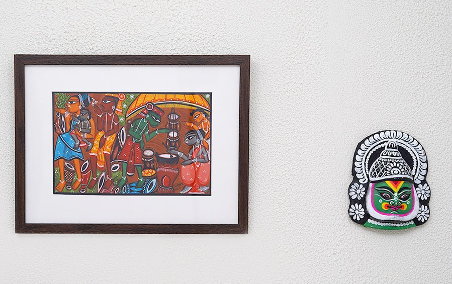 Celebration of Life | Santhal Painting | A4 Frame - paintings - indic inspirations