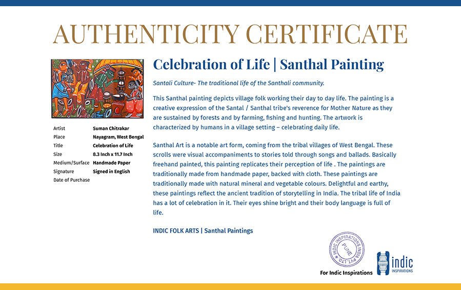 Celebration of Life | Santhal Painting | A4 Frame - paintings - indic inspirations