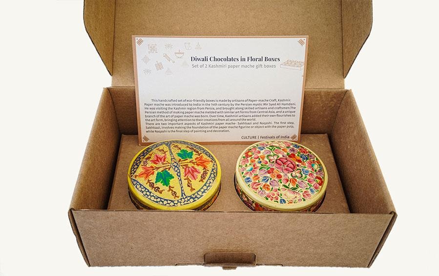 Chocolates in Floral Boxes - Set of 2 - Boxes - indic inspirations