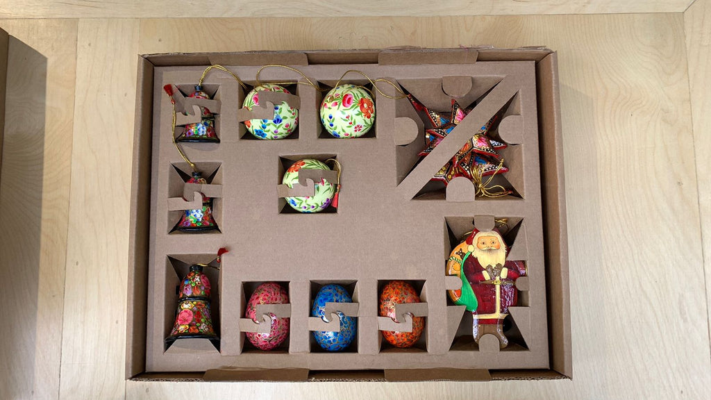Christmas Paper Mache Handcrafted Decorations Combo Pack (S) - Christmas Gift Sets - indic inspirations