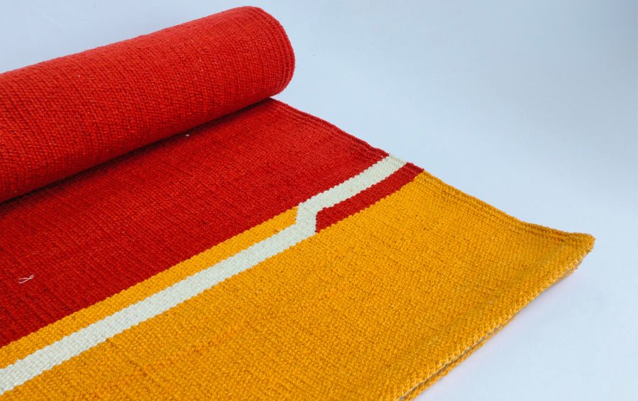COTTON YOGA MAT - Orange with Yellow border - Yoga mats - indic inspirations