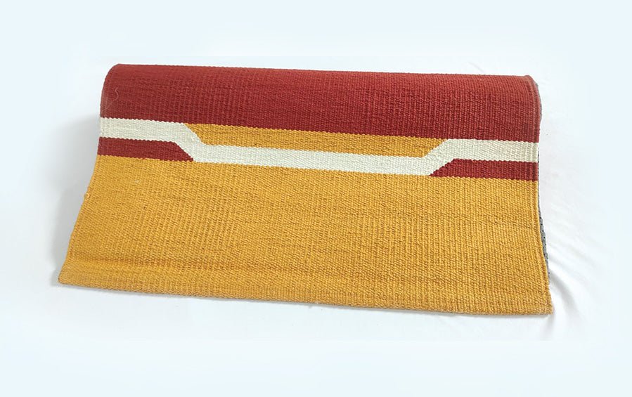 COTTON YOGA MAT - Orange with Yellow border - Yoga mats - indic inspirations