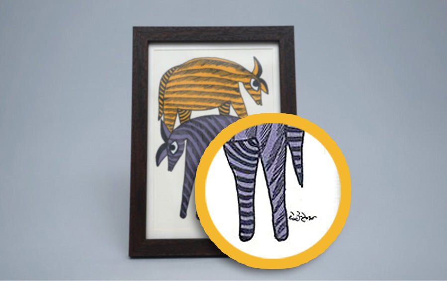 Deer | Gond Painting | A5 Frame - paintings - indic inspirations