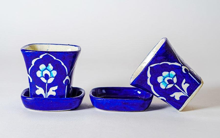 Desktop Mini Planters - Dark Blue - Planters - indic inspirations
