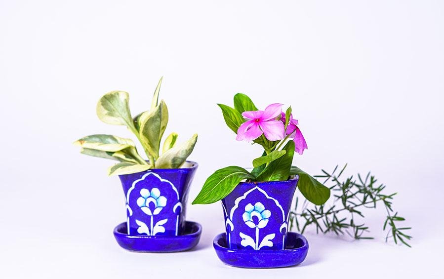 Desktop Mini Planters - Dark Blue - Planters - indic inspirations