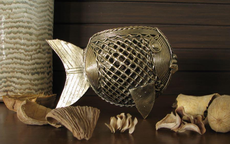 Dhokra Fish Pen Stand - Dhokra artifacts - indic inspirations