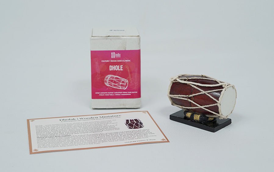 Dholak | Wooden Miniature - Miniature Musical Instruments - indic inspirations