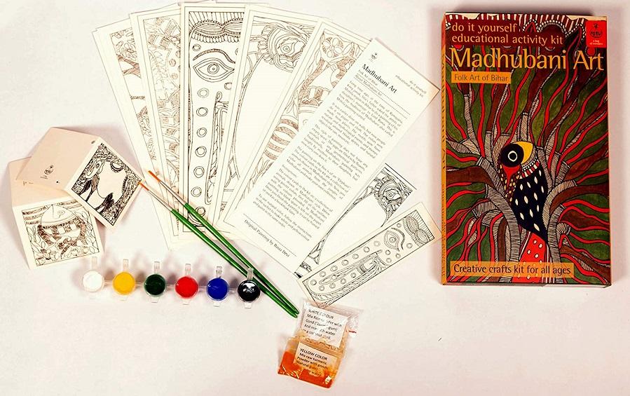 DIY Colouring Kit - Madhubani Painting of Bihar - Craft Kit - indic inspirations