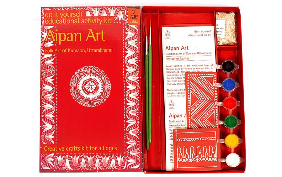 DIY Educational Colouring Kit - Aipan Painting of Uttarakhand for Young Artist - Craft Kit - indic inspirations