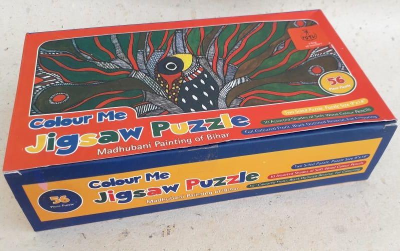 DIY Jigsaw Colouring Kit - Madhubani Painting of Bihar - Craft Kit - indic inspirations