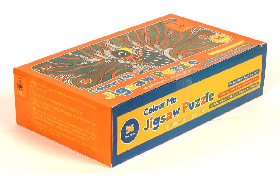 DIY Jigsaw Colouring Kit - Madhubani Painting of Bihar - Craft Kit - indic inspirations