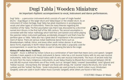 Buy Wooden Miniature Musical Instrument - Dugi Tabla Online Indic ...