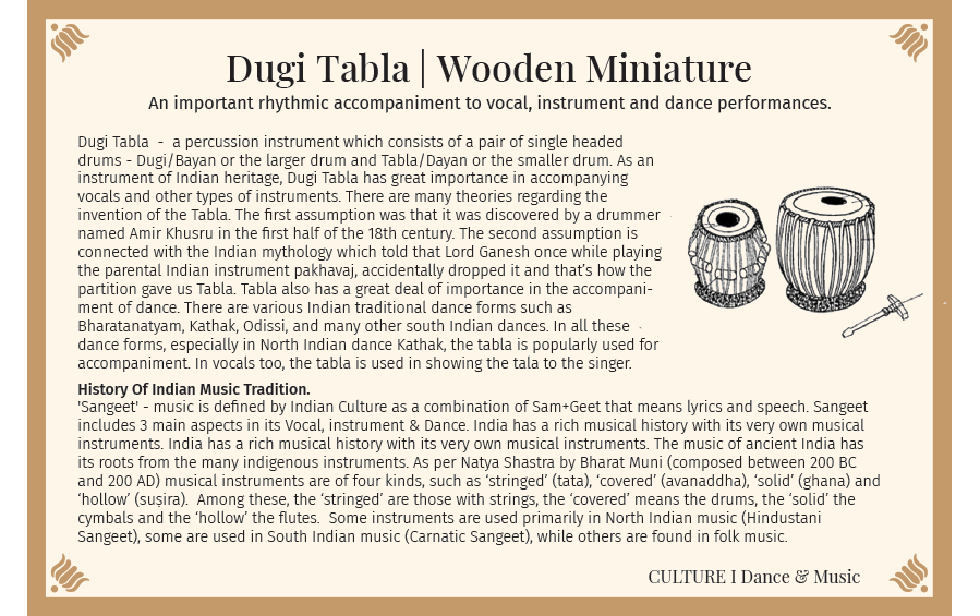 Dugi Tabla | Wooden Miniature - Miniature Musical Instruments - indic inspirations