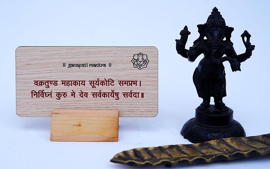 GANAPATI MANTRA Desk Plaque on Wood - Desk plaques - indic inspirations