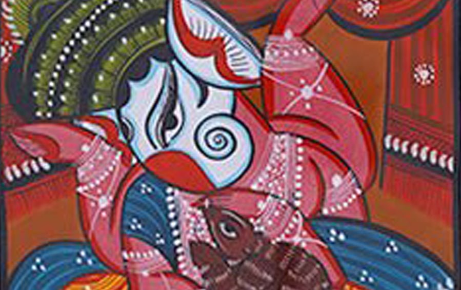 Ganesha | Bengal Patachitra Painting | A4 Frame - paintings - indic inspirations