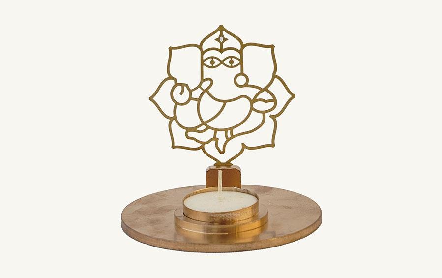Ganesha Diya – Brass Cutwork - Tealight Holders - indic inspirations