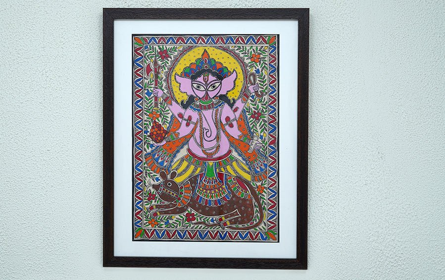 Ganesha | Madhubani Painting | A3 Frame - paintings - indic inspirations