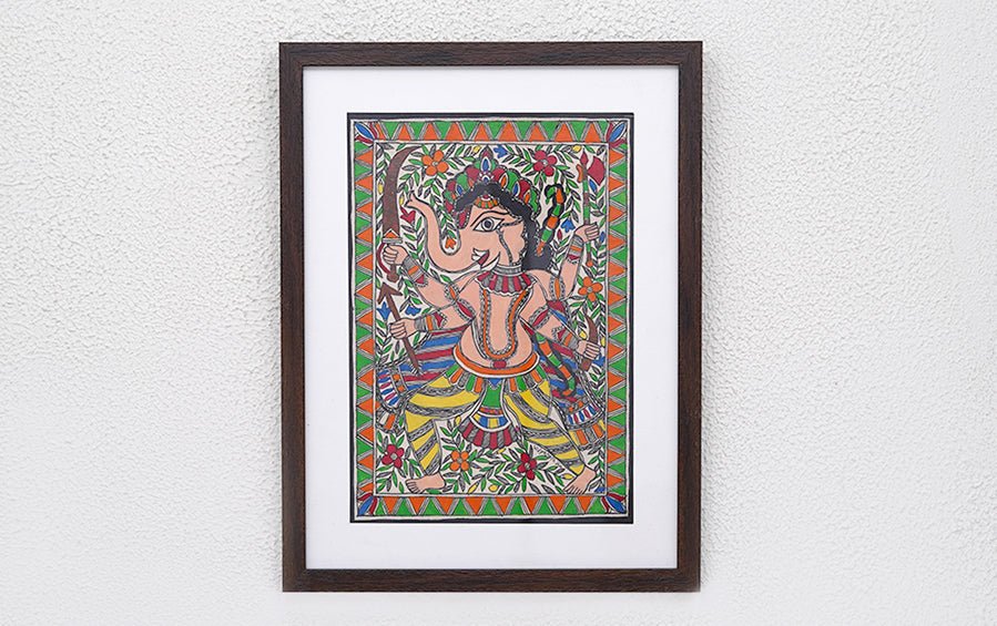 Ganesha | Madhubani Painting | A4 Frame - paintings - indic inspirations