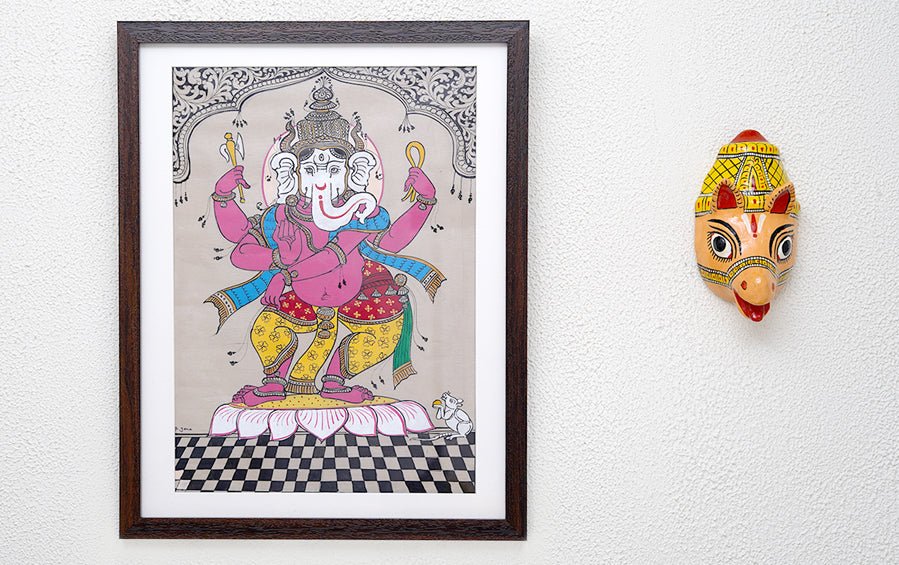 Ganesha | Odisha Pattachitra Painting | A3 Frame - paintings - indic inspirations