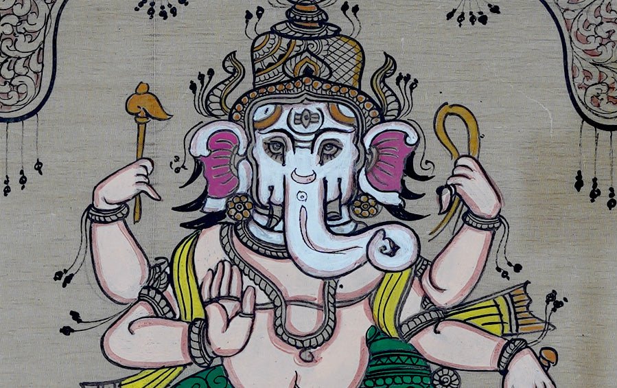 Ganesha | Odisha Pattachitra Painting | A4 Frame - paintings - indic inspirations