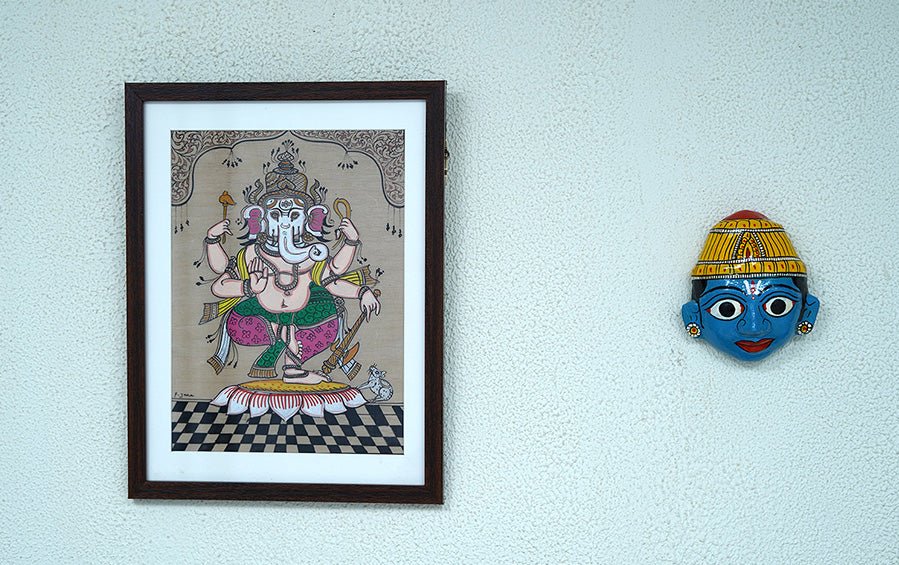 Ganesha | Odisha Pattachitra Painting | A4 Frame - paintings - indic inspirations