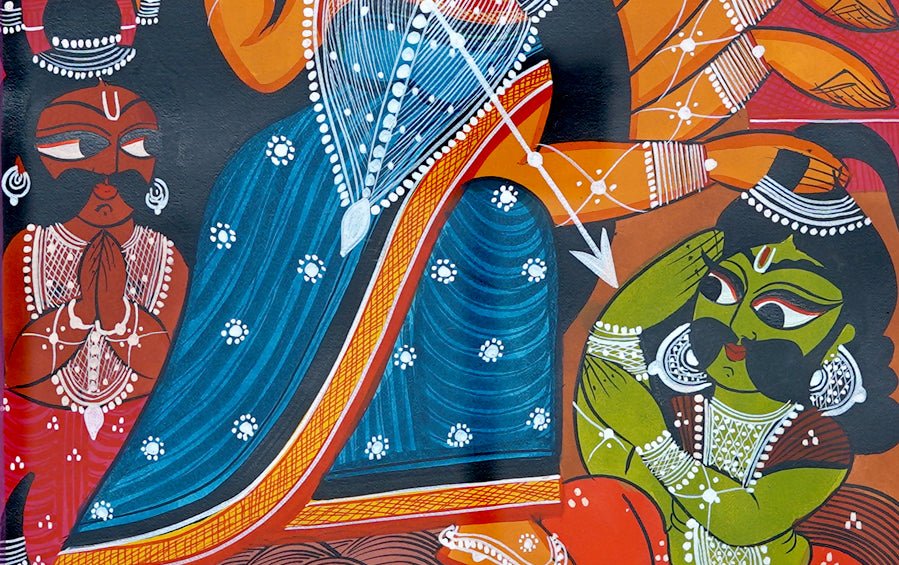 Goddess Durga | Bengal Patachitra Painting | A3 Frame - paintings - indic inspirations