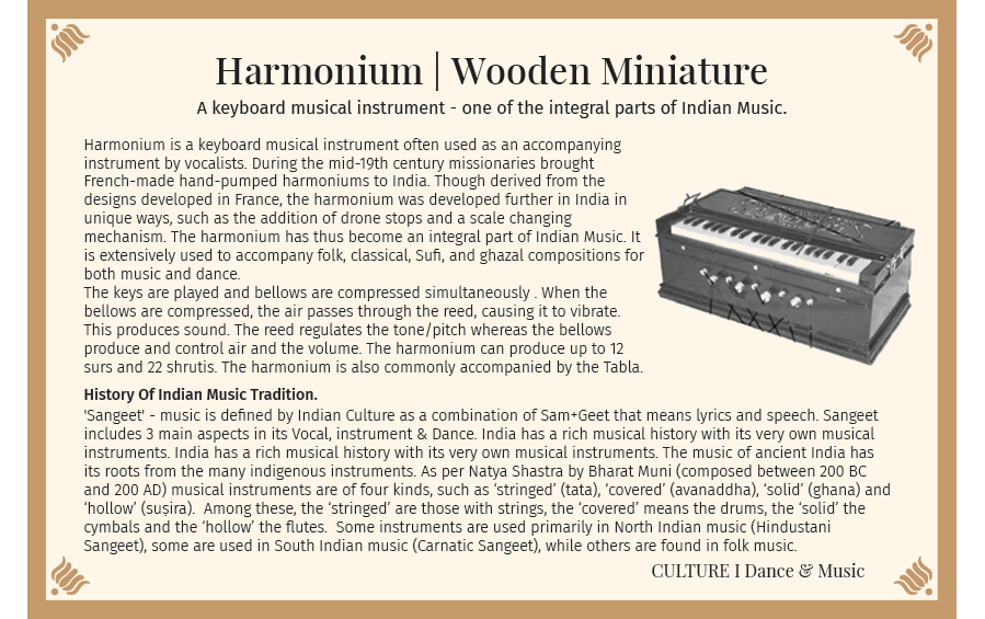 Harmonium | Wooden Miniature - Miniature Musical Instruments - indic inspirations