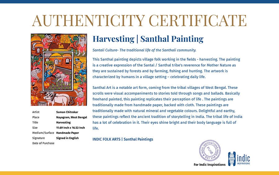 Harvesting | Santhal Painting | A3 Frame - paintings - indic inspirations