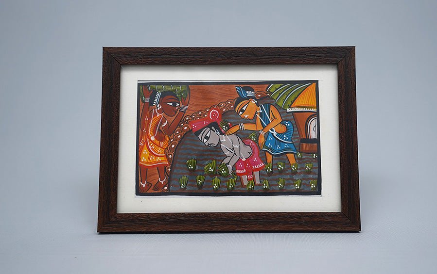 Harvesting | Santhal Painting | A5 Frame - paintings - indic inspirations