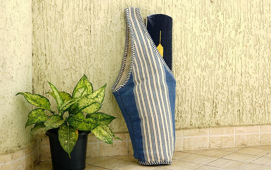 Hobo Bag - Denim Blue with Pattern - Yoga bags - indic inspirations