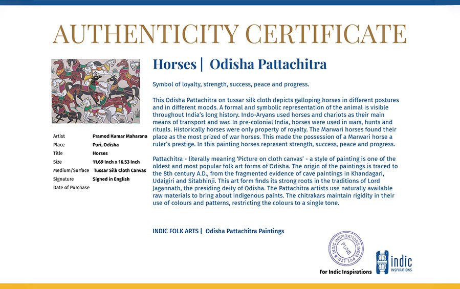 Horses | Odisha Pattachitra Painting | A3 Frame - paintings - indic inspirations