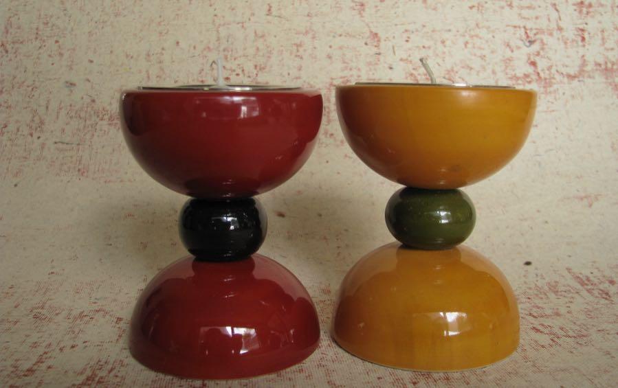 HOUR GLASS Wooden T-LIGHT - PAIR - Candle holders - indic inspirations