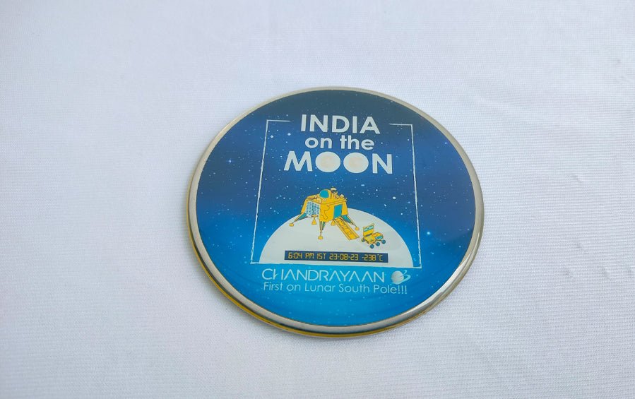 INDIA on the MOON | Chandrayaan 3 | Fridge Magnet - Fridge Magnets - indic inspirations