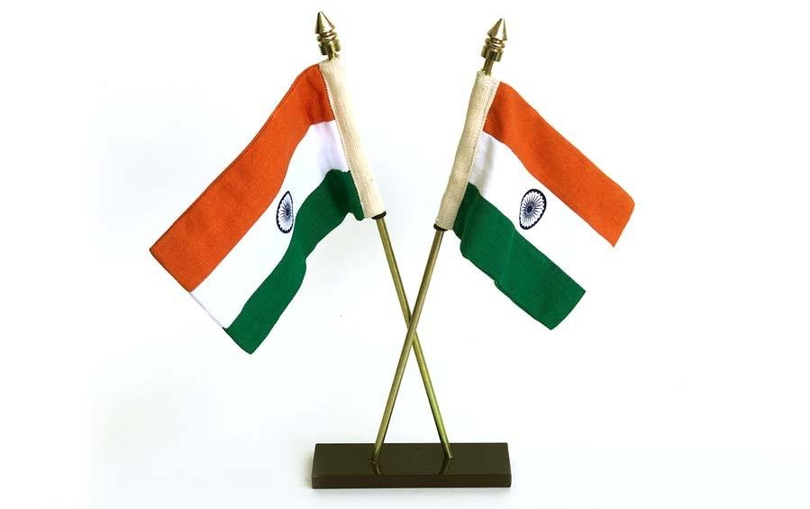 Indian Cross Table 2 Flags Large - Miniature table flags - indic inspirations