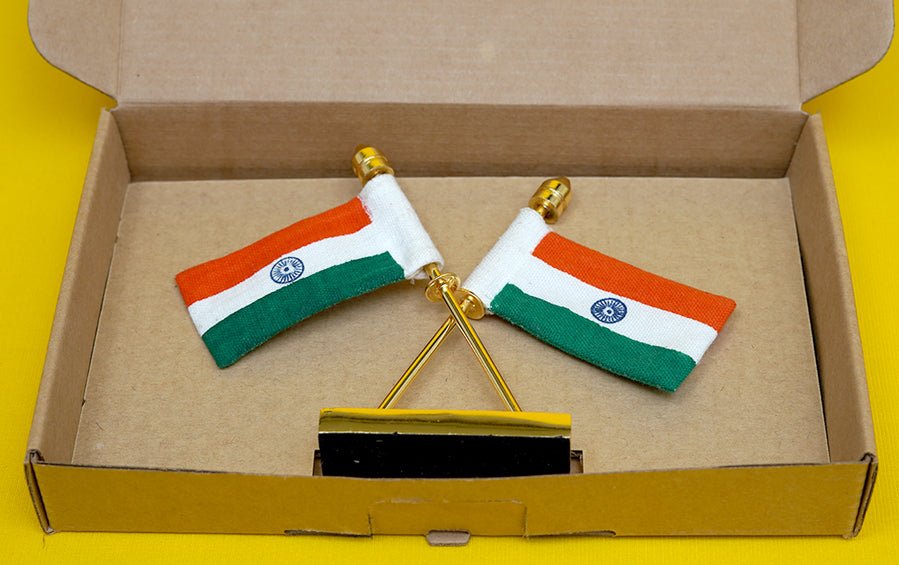 Indian Cross Table Flags Small - Miniature table flags - indic inspirations