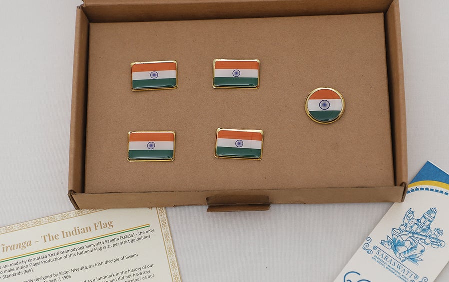 INDIAN FLAG LAPEL PINS RECTANGLE (L)- Set of 5 - Lapel Pins - indic inspirations