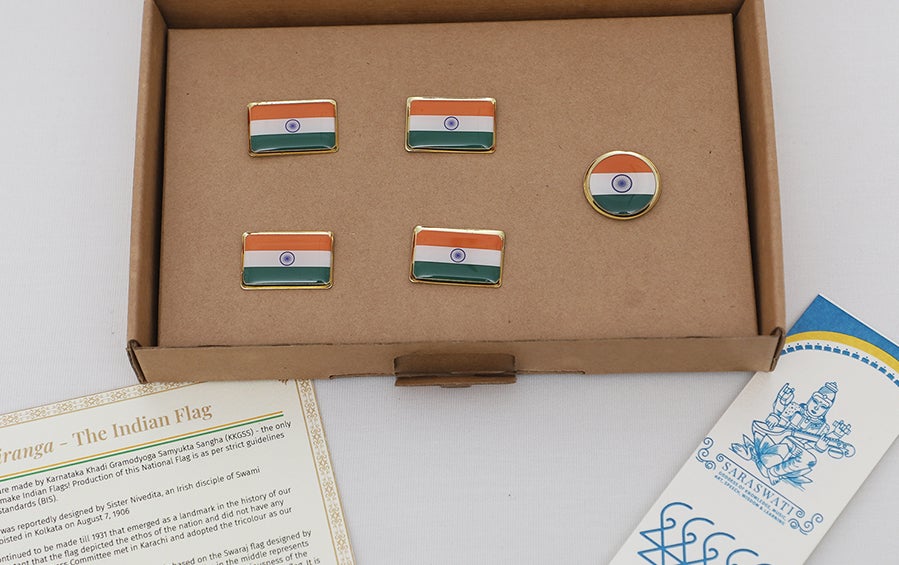 INDIAN FLAG LAPEL PINS RECTANGLE (L)- Set of 5 - Lapel Pins - indic inspirations
