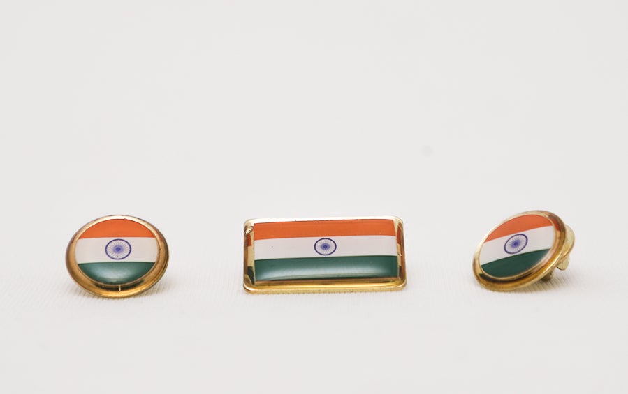 INDIAN FLAG LAPEL PINS RECTANGLE (L) - Set of 5 - Lapel Pins - indic inspirations