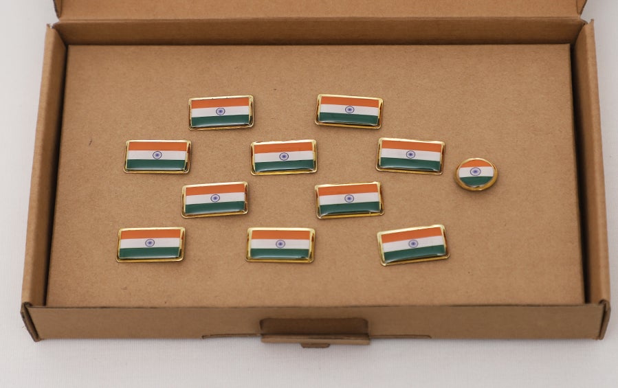 INDIAN FLAG LAPEL PINS RECTANGLE (S) - Set of 11 - Lapel Pins - indic inspirations