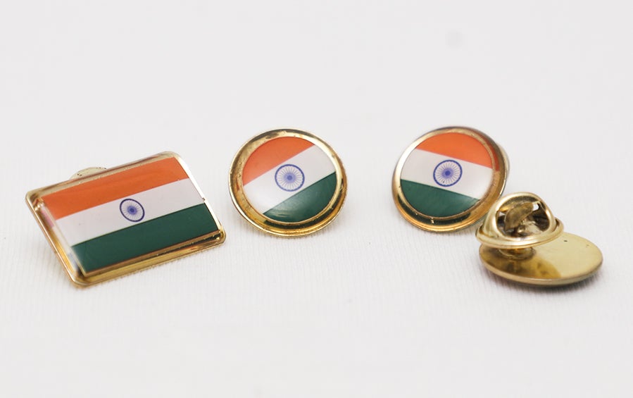 INDIAN FLAG LAPEL PINS ROUND (L) - Set of 5 - Lapel Pins - indic inspirations
